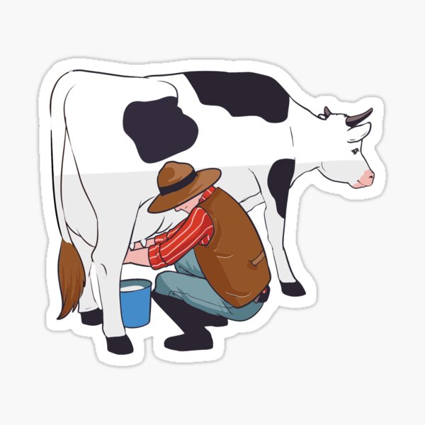 Vista previa del artículo con la obra «Vaca de ordeño divertido diseño divertido de granjero lechero», diseñado y vendido por MERCH HQ.