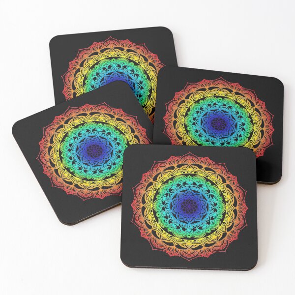 Item preview, Colourful Rainbow floral detailed bohemian mandala designed and sold by felinefeelings.
