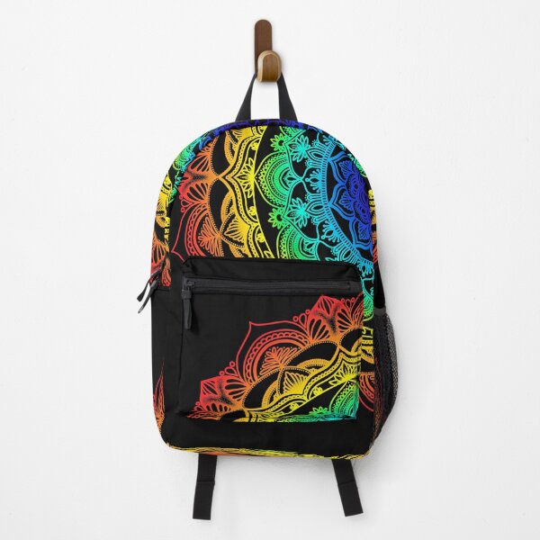 Item preview, Colourful Rainbow floral detailed bohemian mandala designed and sold by felinefeelings.