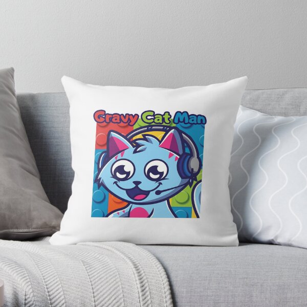 Gravycatman Pillows Cushions Redbubble - gravy cat man roblox jailbreak