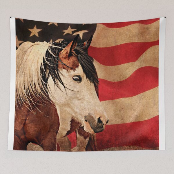 Aperçu de l'œuvre Drapeau américain Pinto Horse créée et vendue par OryPhotography.