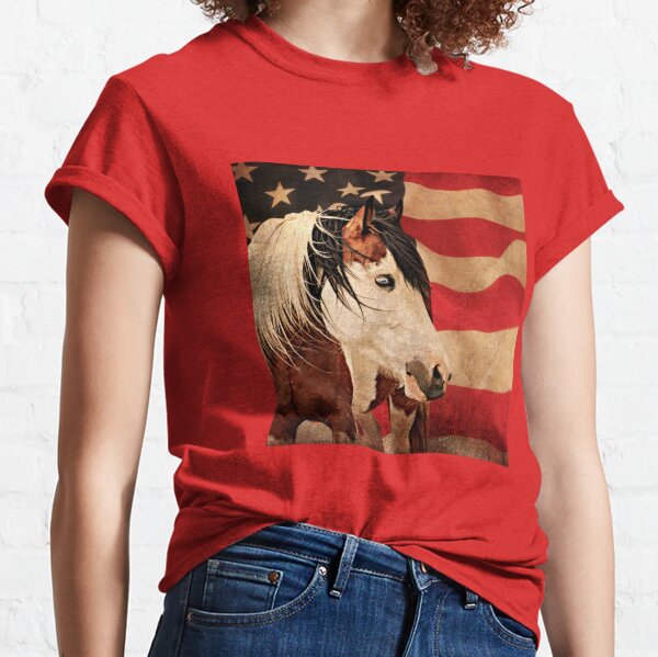 American Flag Pinto Horse Classic T-Shirt