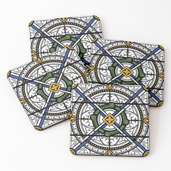 Item preview, English Stained Glass Grisaille: yellow, blue, green designed and sold by ninniku.