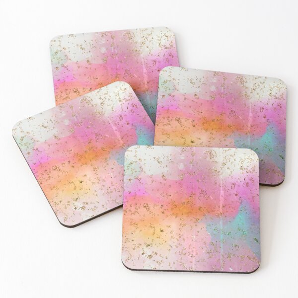 Artikelvorschau, Pastellregenbogen-Aquarell mit Goldkonfetti entworfen und verkauft von Designs By YL.