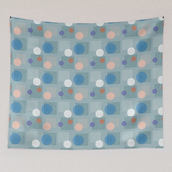 Item preview, Gray, blue, pink and white abstract geometric design of shapes and particles designed and sold by Osting.