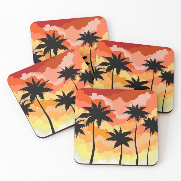 Item preview, sunset shades of orange palm trees designed and sold by Eyzedim.