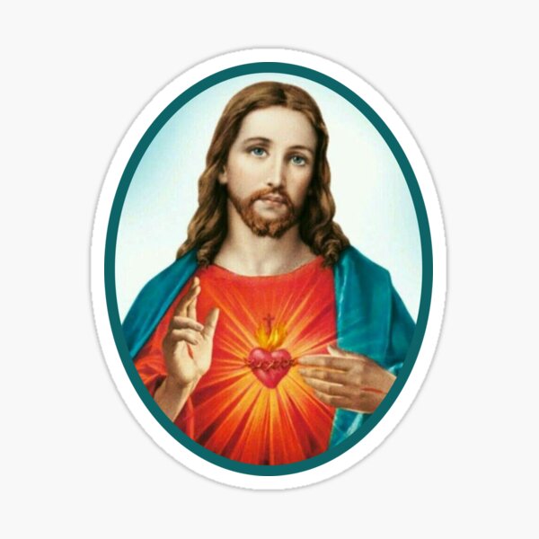 The Sacred Heart Of Jesus Jesus Christ Sacred Heart Sticker For Sale By Admg Redbubble