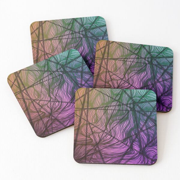 Item preview, Lines Abstract Pink Peach Green Black designed and sold by Susanne Margarete Lutz.