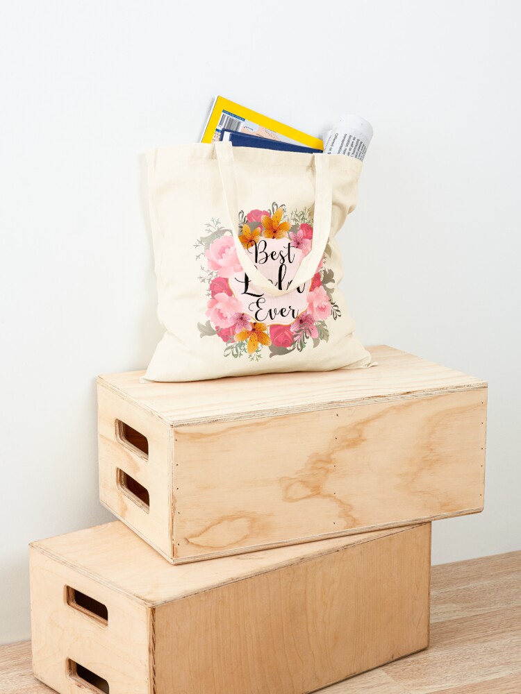 Best Lola Ever Tote Bag, Lola Mother's Day Gift Tote Bag, Birthday Gift for Lola, Simple Floral Tote Bag for Grandmother's Day