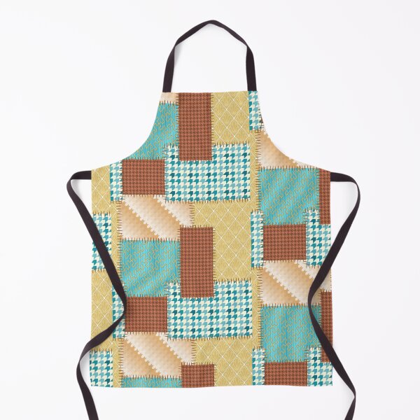Item preview, Turquoise, brown, beige and gold patchwork pattern designed and sold by Osting.