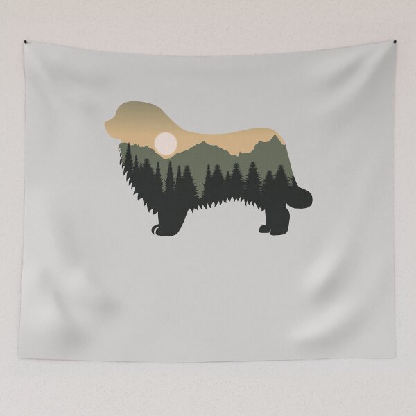 Item preview, newfoundland dog forest mountain sunset gift designed and sold by alaechamlal.