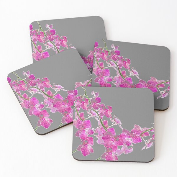 Item preview,  GREY TROPICAL FUCHSIA-PINK ORCHID FLOWERS ABSTRACT designed and sold by sharlesart.