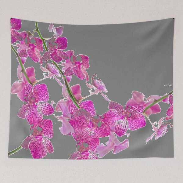 Item preview,  GREY TROPICAL FUCHSIA-PINK ORCHID FLOWERS ABSTRACT designed and sold by sharlesart.