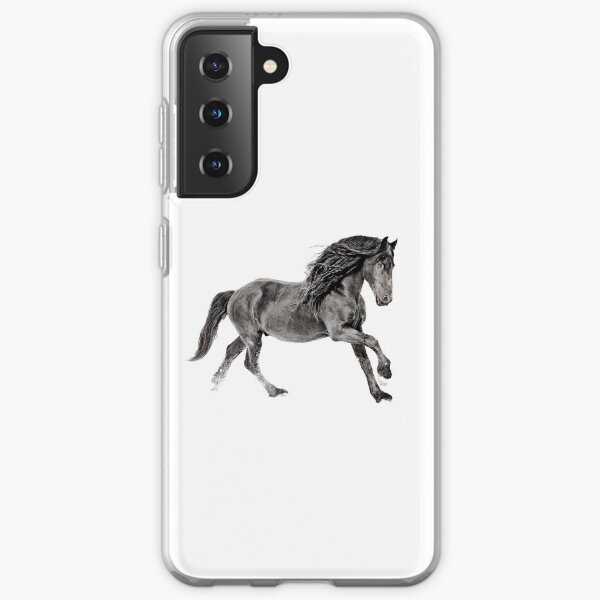 Black and White Friesian Stallion Samsung Galaxy Soft Case