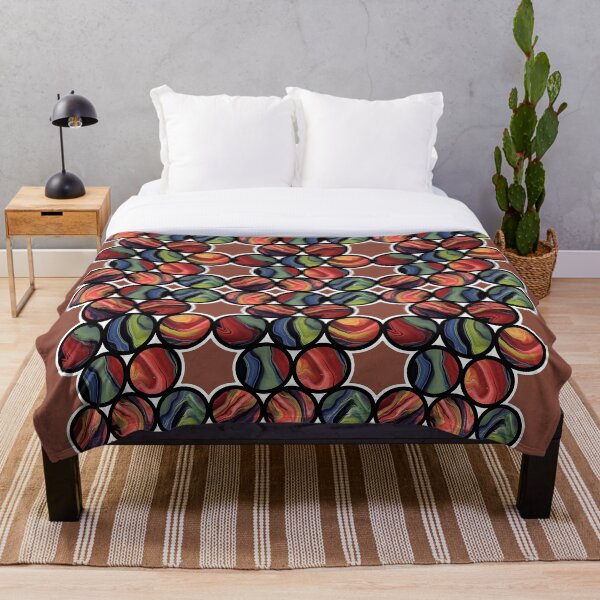 Item preview, Colorful mixed paint circle balls abstract pattern with dark red background designed and sold by CiniArt.