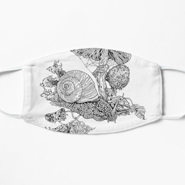 Snail and fly agaric mushrooms Flat Mask