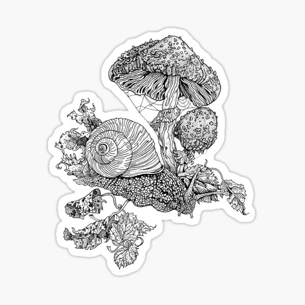 Snail and fly agaric mushrooms Sticker