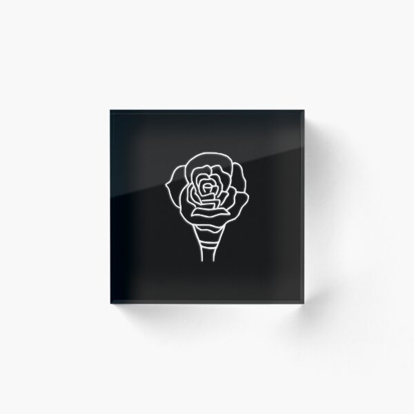 Item preview, Black and white outline rose with drop shadow designed and sold by Encie-Designs.