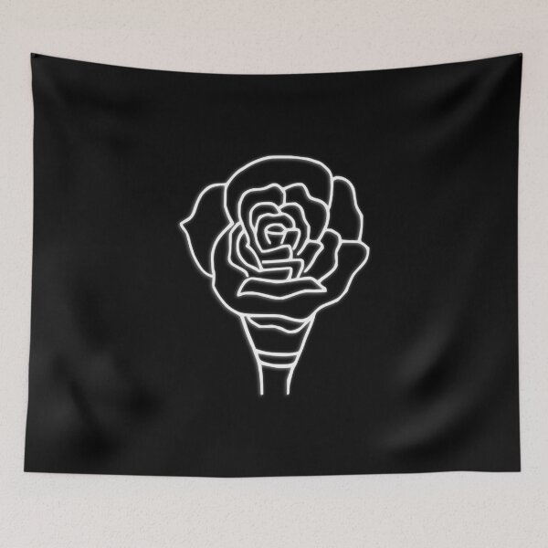 Item preview, Black and white outline rose with drop shadow designed and sold by Encie-Designs.