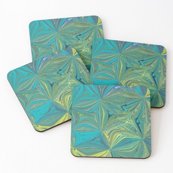 Item preview, Turquoise and lime floral abstract  designed and sold by Diane Hunter Art.
