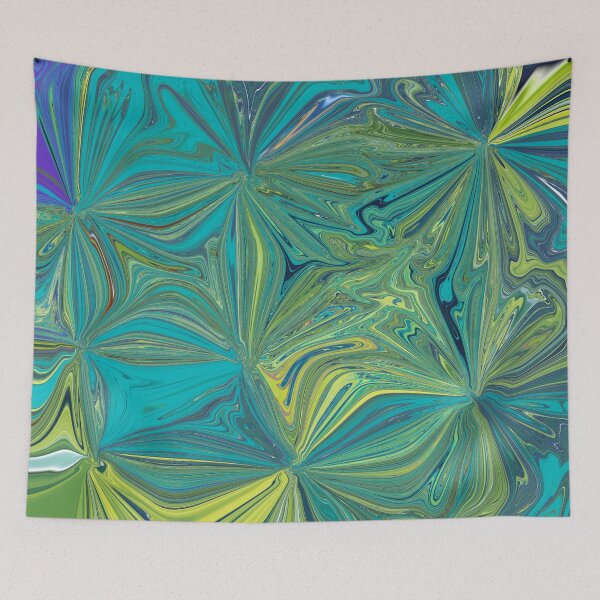 Item preview, Turquoise and lime floral abstract  designed and sold by Diane Hunter Art.