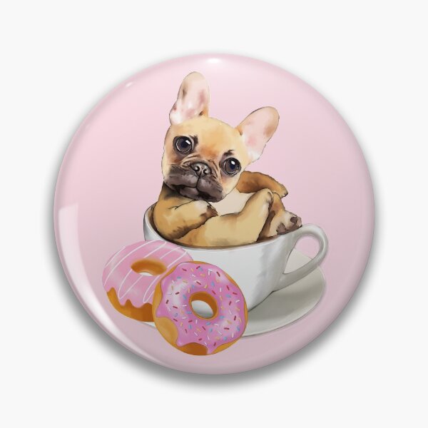 Item preview, French bulldog lovers, sweet frenchie on coffee cup and donuts designed and sold by Collagedream.