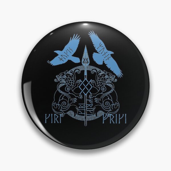 Item preview, Norse Mythology Spear of Odin Gungnir Runes Geri Freki Huginn Muninn Blue designed and sold by BluePagan.