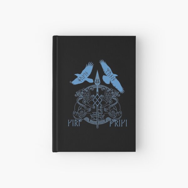 Norse Mythology Spear of Odin Gungnir Runes Geri Freki Huginn Muninn Blue Hardcover Journal