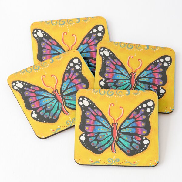 Item preview,  Colorful Butterfly on yellow background designed and sold by JessCarol-Art.