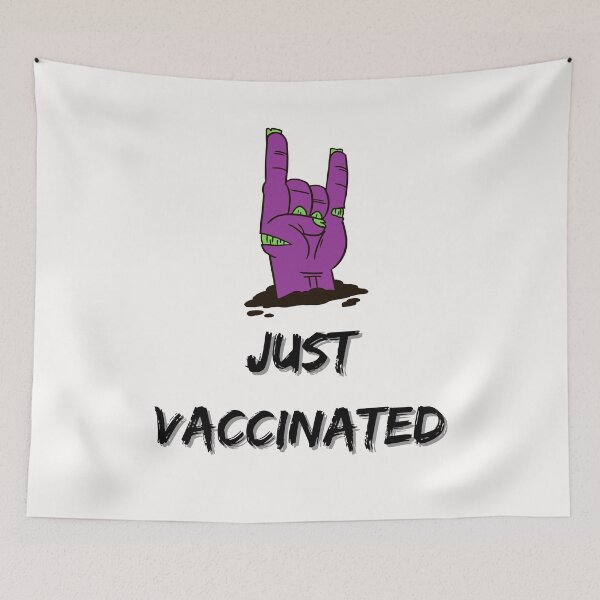 Item preview, Just Vaccinated 2021 Immunity Vaccination-Cool Funny Zombie Hand, Rock On designed and sold by WW-Designz.