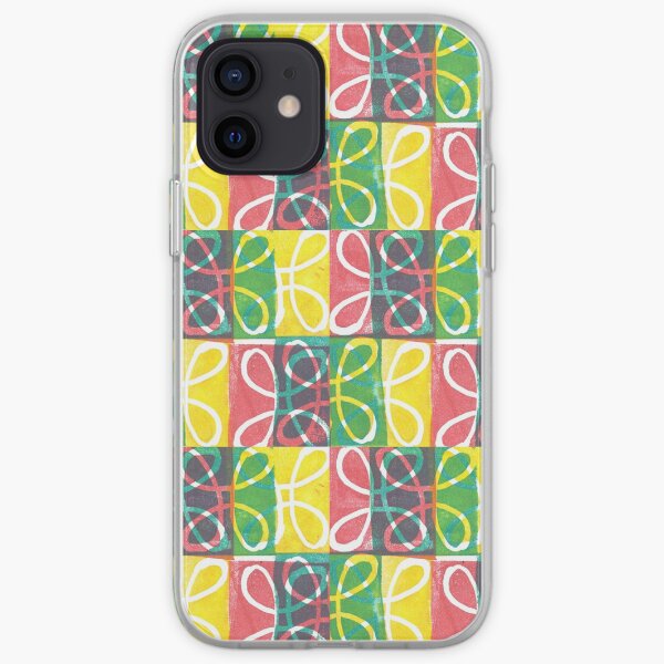 Swish Stamp Pattern - Yellow Green Pink iPhone Soft Case