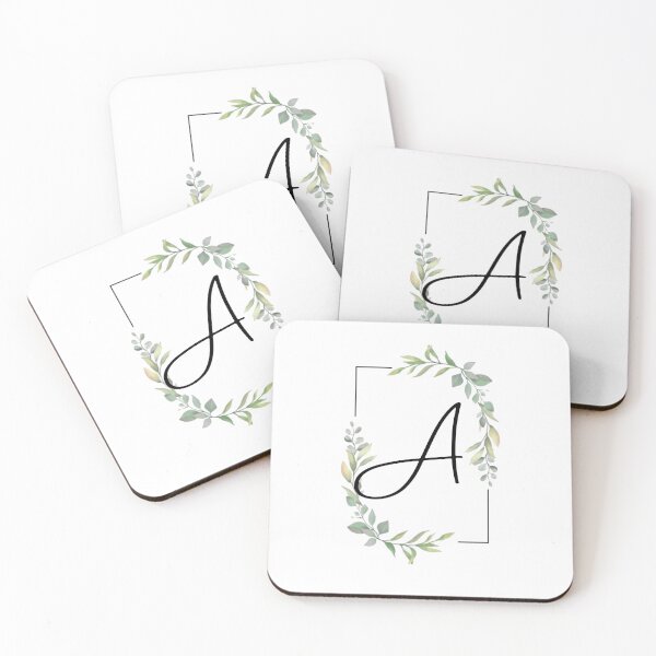 Item preview, Monogram letter A with green leaves designed and sold by JustSeasons.