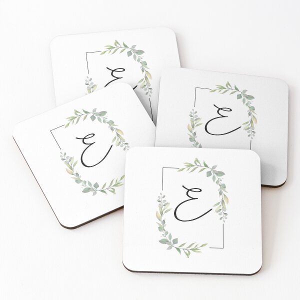 Item preview, Monogram letter E with green leaves designed and sold by JustSeasons.