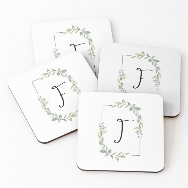 Item preview, Monogram letter F with green leaves designed and sold by JustSeasons.
