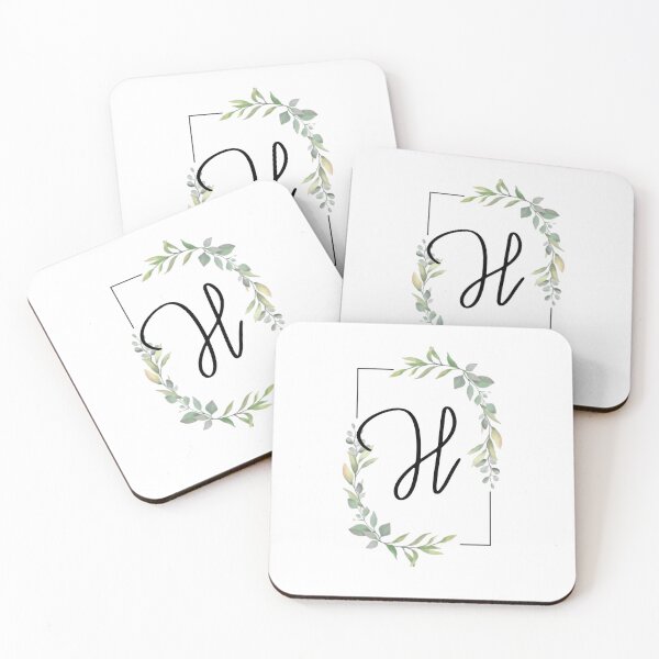 Item preview, Monogram letter H with green leaves designed and sold by JustSeasons.