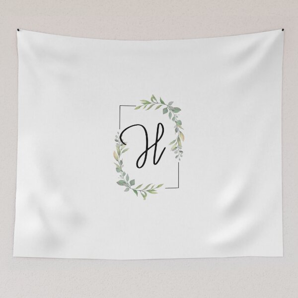 Item preview, Monogram letter H with green leaves designed and sold by JustSeasons.