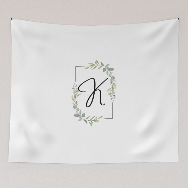 Item preview, Monogram letter K with green leaves designed and sold by JustSeasons.