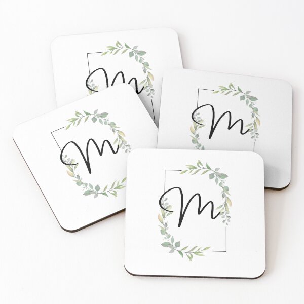 Item preview, Monogram letter M with green leaves designed and sold by JustSeasons.