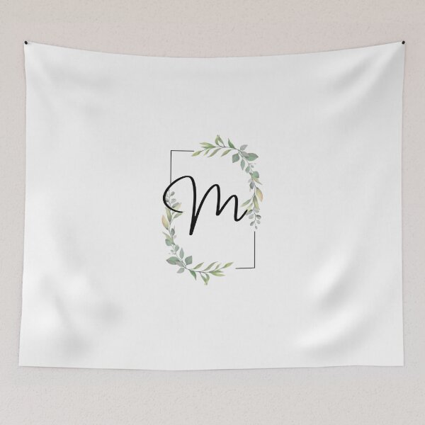 Item preview, Monogram letter M with green leaves designed and sold by JustSeasons.