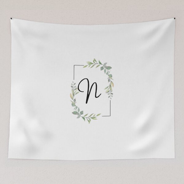 Item preview, Monogram letter N with green leaves designed and sold by JustSeasons.