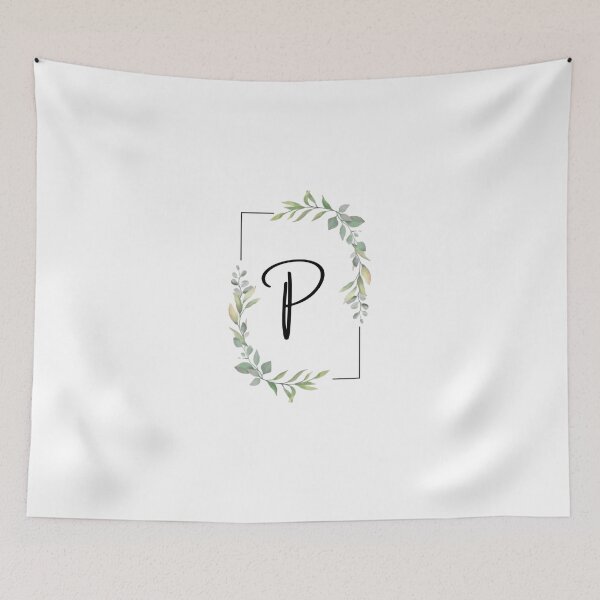 Item preview, Monogram letter P with green leaves designed and sold by JustSeasons.