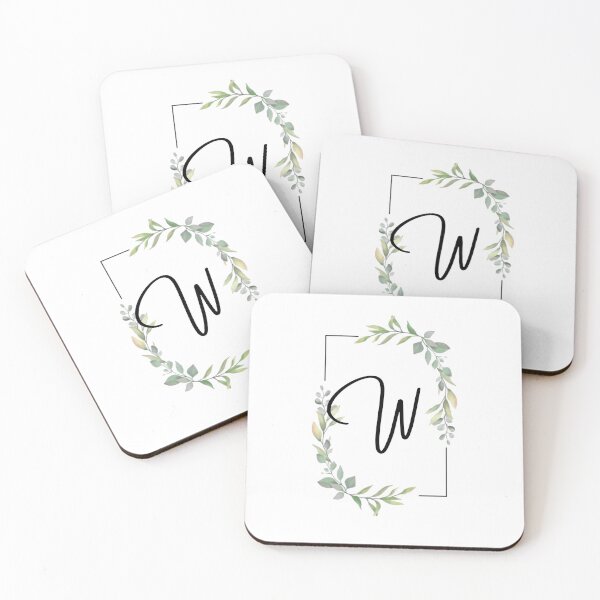 Item preview, Monogram letter W with green leaves designed and sold by JustSeasons.