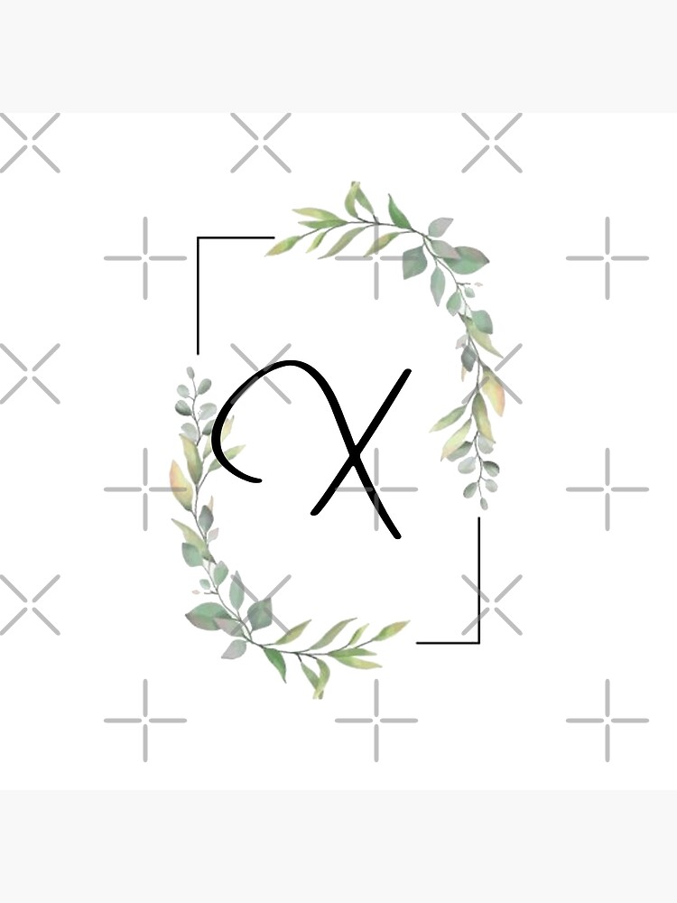 Monogram Letter X With Green Leaves Poster By Justseasons Redbubble