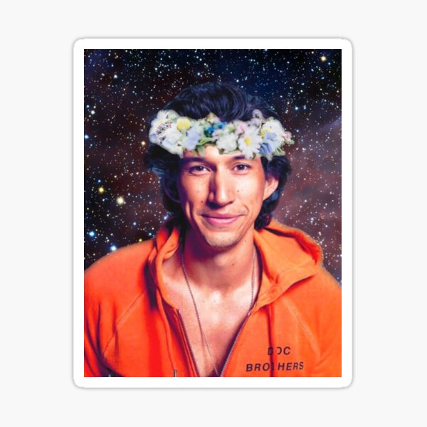 Vista previa del artículo con la obra «Galaxia con corona de flores de Adam Driver», diseñado y vendido por sammisweets.