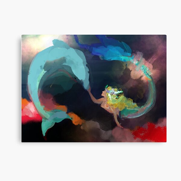 Mermaid and Dolphin Canvas Print