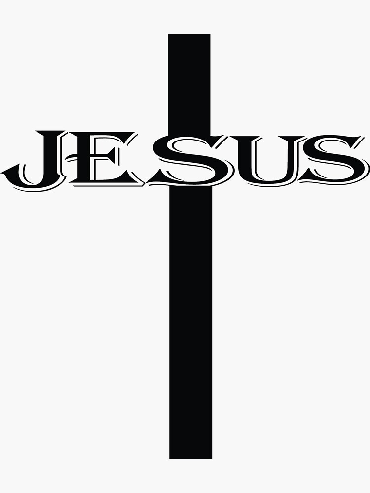 Black Cross With The Name Of Jesus On A Transparent Background