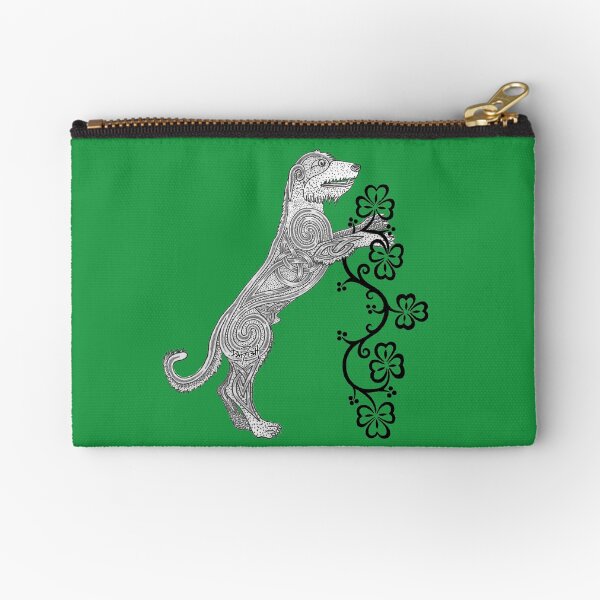 Rampant Celtic Knotwork Irish Wolfhound Zipper Pouch