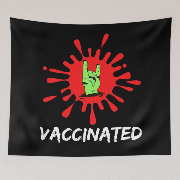 Item preview, Just Vaccinated 2021 Immunity Vaccination-Cool Funny Zombie Hand, Rock On designed and sold by WW-Designz.