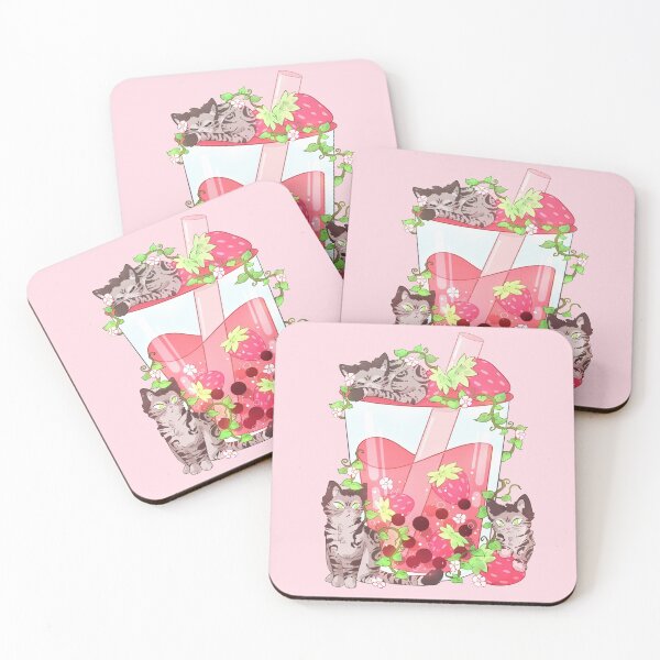 Item preview, Strawberry Cats Boba Tea designed and sold by averiillustrate.