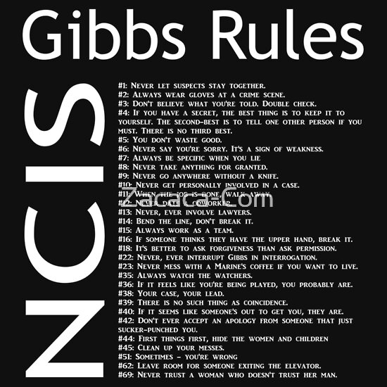 Ncis Gibbs Rules Printable List Printable Word Searches